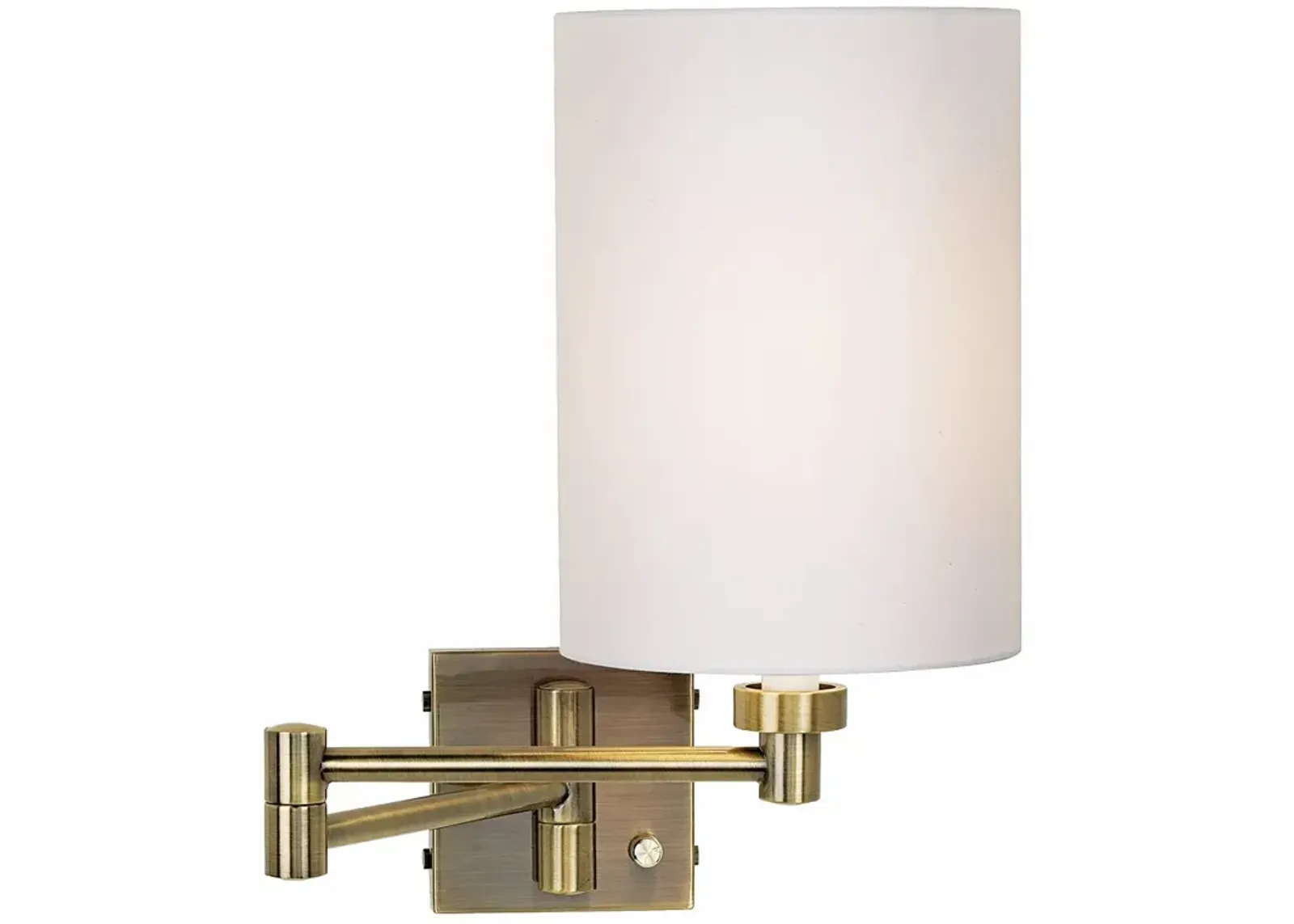 Barnes and Ivy White Cylinder Shade Antique Brass Swing Arm Wall Lamp