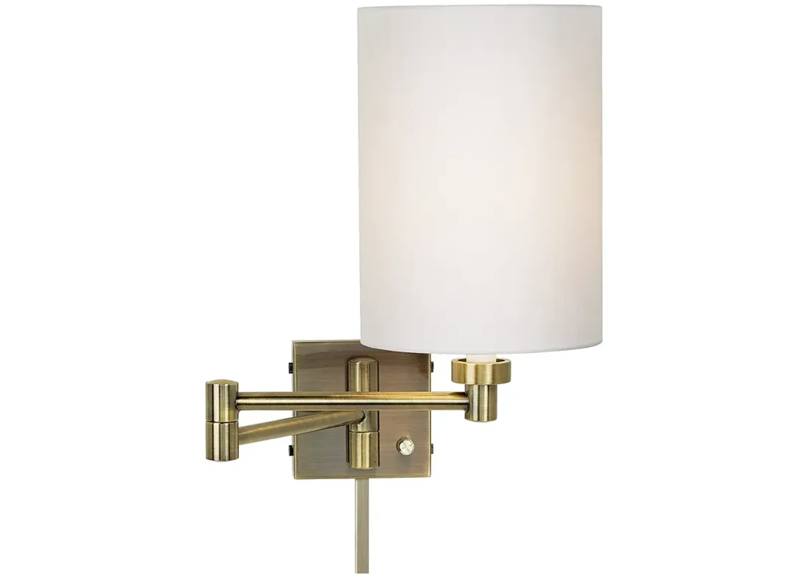 Barnes and Ivy White Cylinder Antique Brass Wall Lamp with Cord Cover