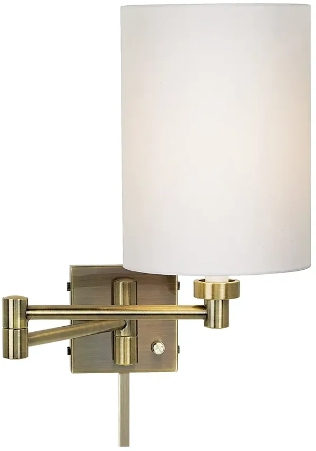 Barnes and Ivy White Cylinder Antique Brass Wall Lamp with Cord Cover