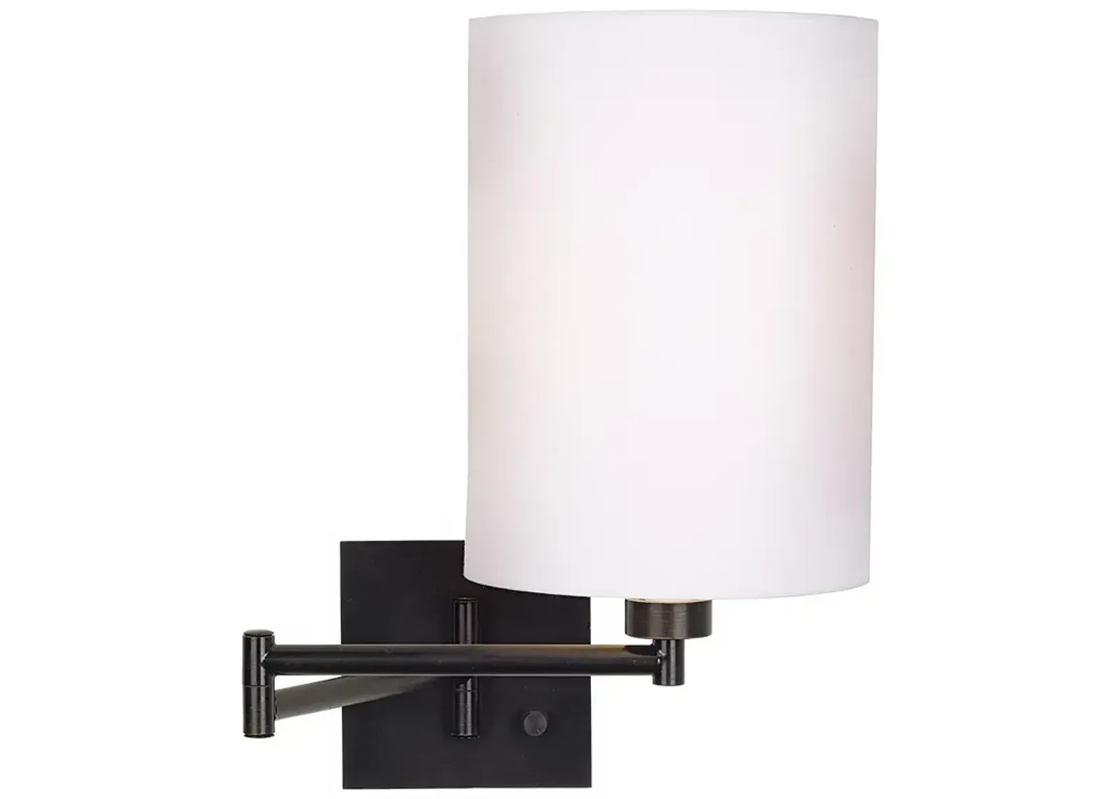 Franklin Iron Works White Cylinder and Espresso Plug-In Swing Arm Wall Lamp