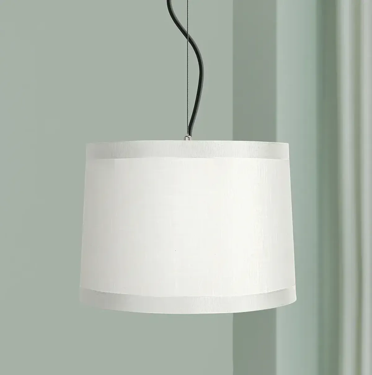 Possini Euro 14" Wide Modern White Drum Shade Pendant Light