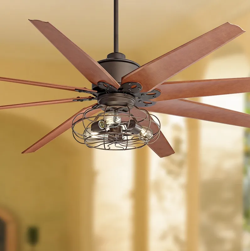 72" Predator English Bronze 3-Light LED Ceiling Fan with Remote