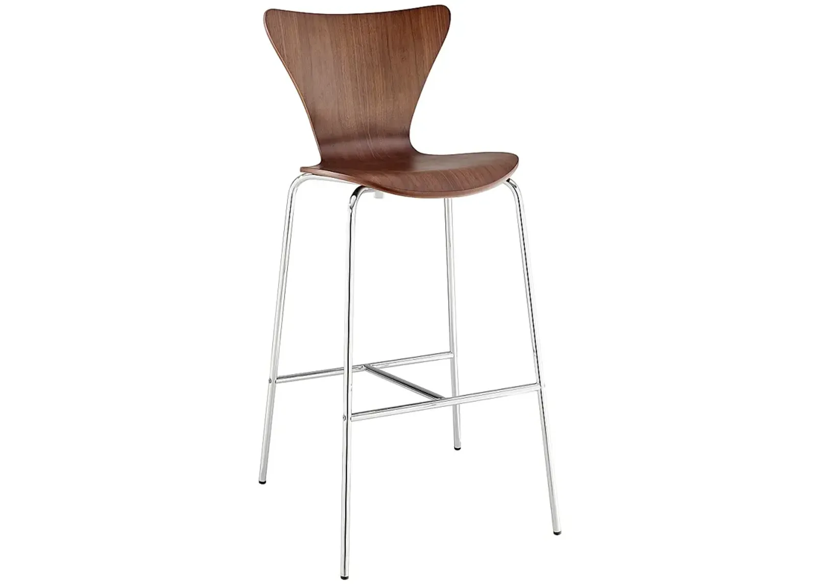 Tendy 29 3/4" Walnut Wood Shell Bar Stool