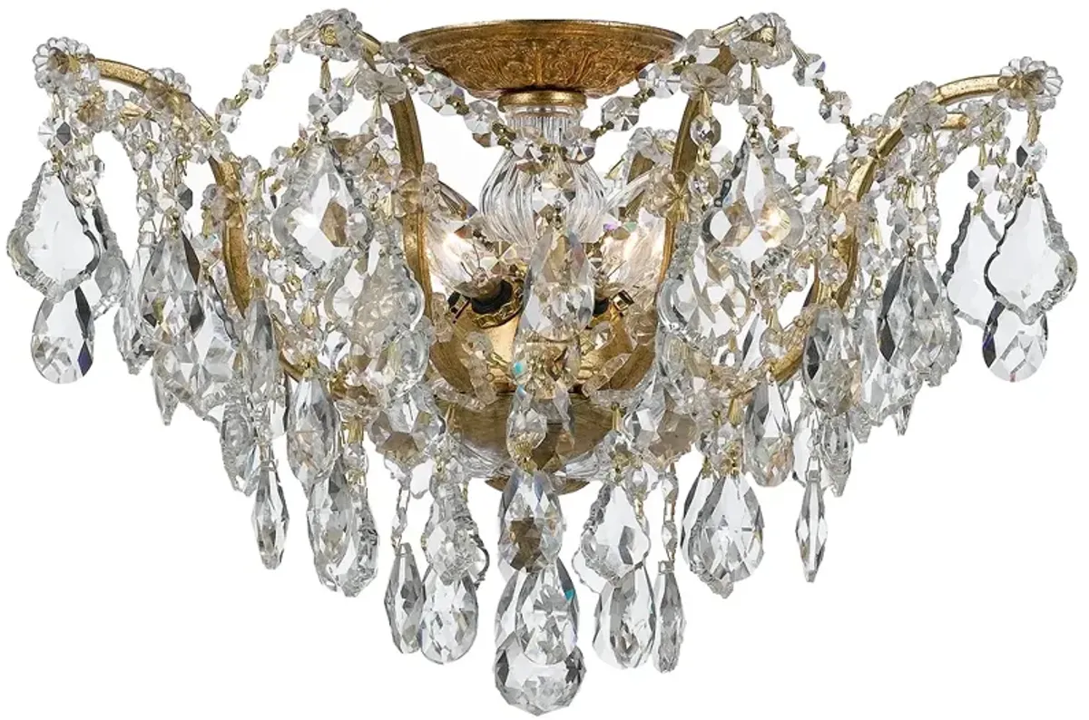 Filmore 5 Light Spectra Crystal Antique Gold Flush Mount