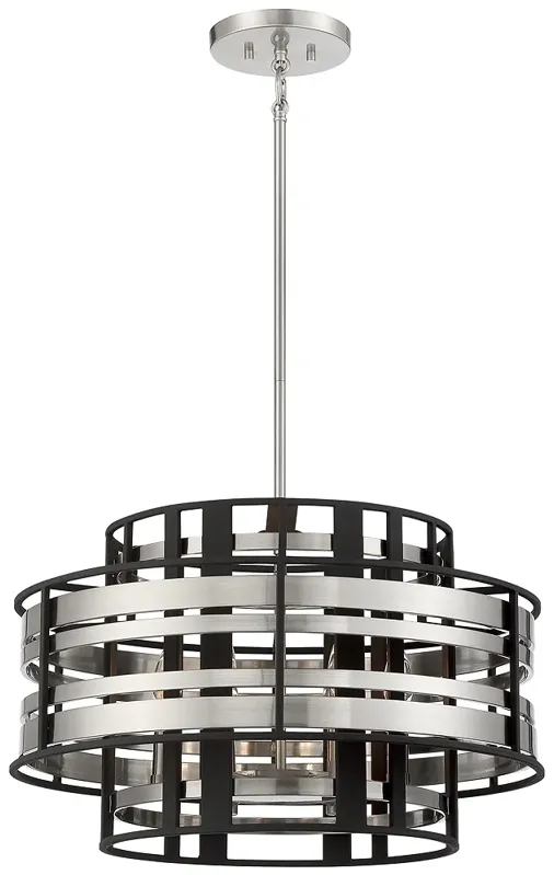 Presten 22 1/2"W Brushed Nickel Sand Coal 6-Light Pendant