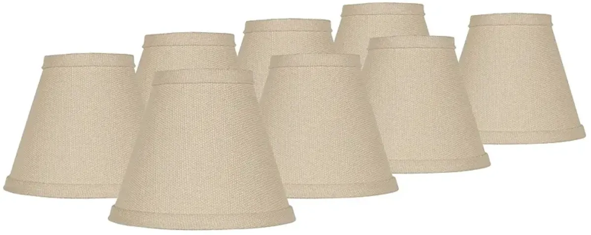 Beige Linen Chandelier Clip Shades 3x6x5 (Clip-On) Set of 8