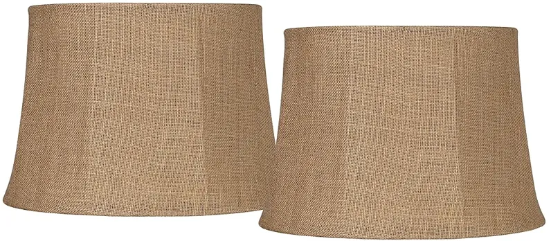 Natural Burlap Set of 2 Drum Lamp Shades 13x16x11 (Spider)