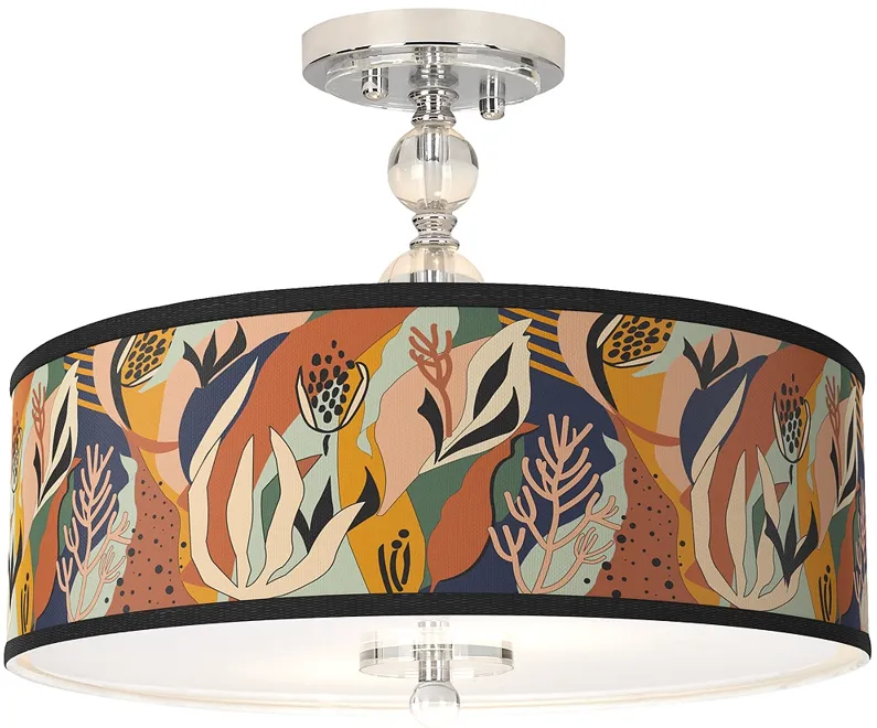 Wild Desert Giclee 16" Wide Semi-Flush Ceiling Light