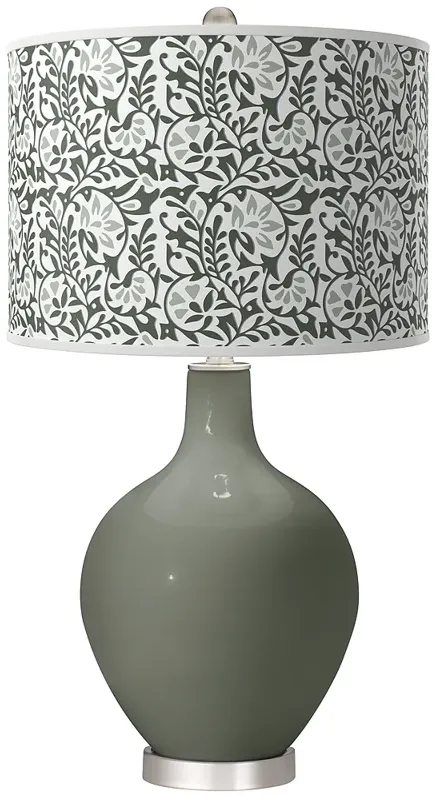 Pewter Green Gardenia Ovo Table Lamp