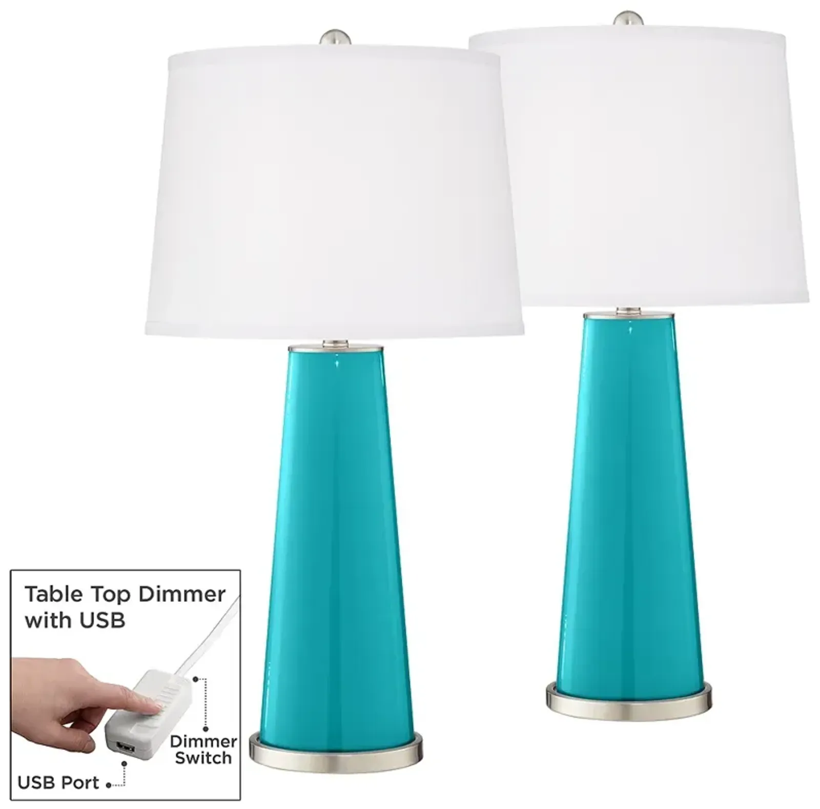 Surfer Blue Leo Table Lamp Set of 2 with Dimmers