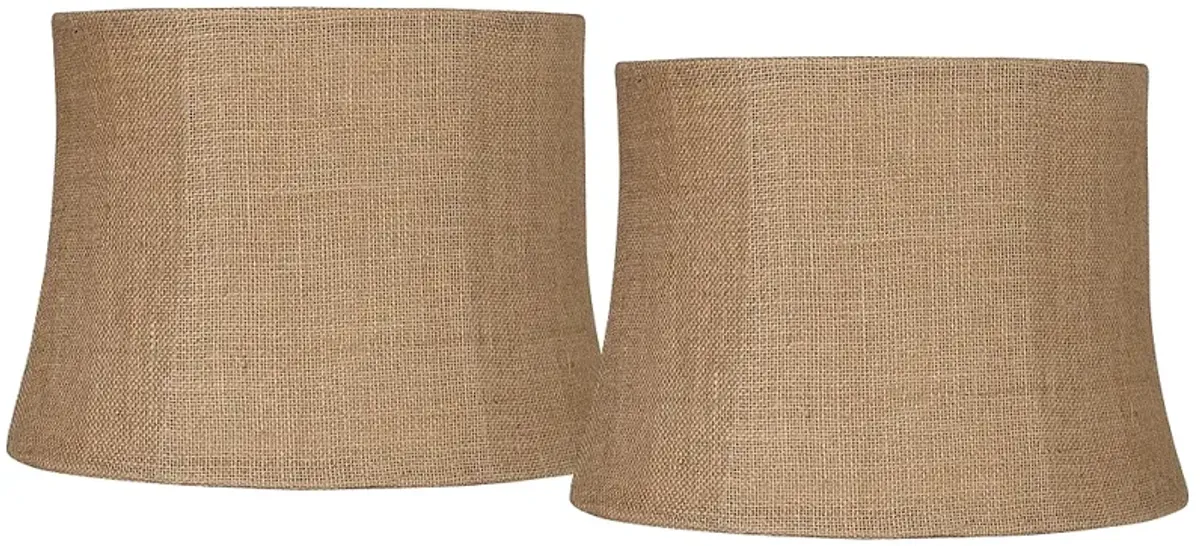 Natural Burlap Set of 2 Drum Lamp Shades 12x14x10 (Spider)