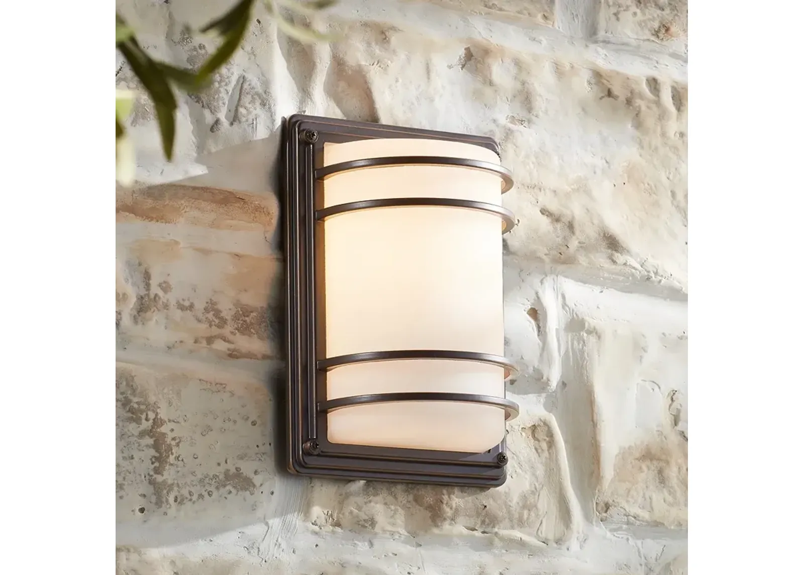 John Timberland Habitat 11" High Bronze Opal Glass Outdoor Wall Light