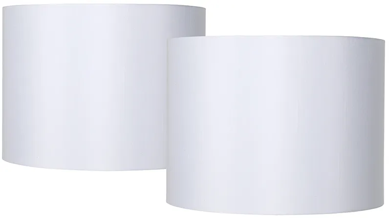 Springcrest White Hardback Drum Lamp Shades 16x16x12 (Spider) Set of 2