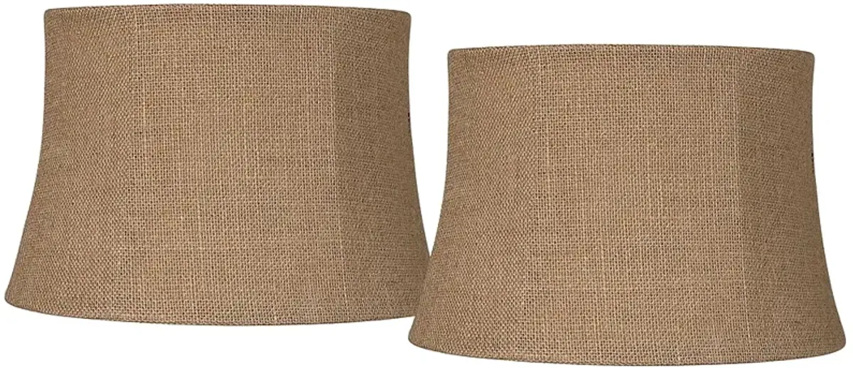 Natural Burlap Set of 2 Drum Lamp Shades 10x12x8 (Spider)