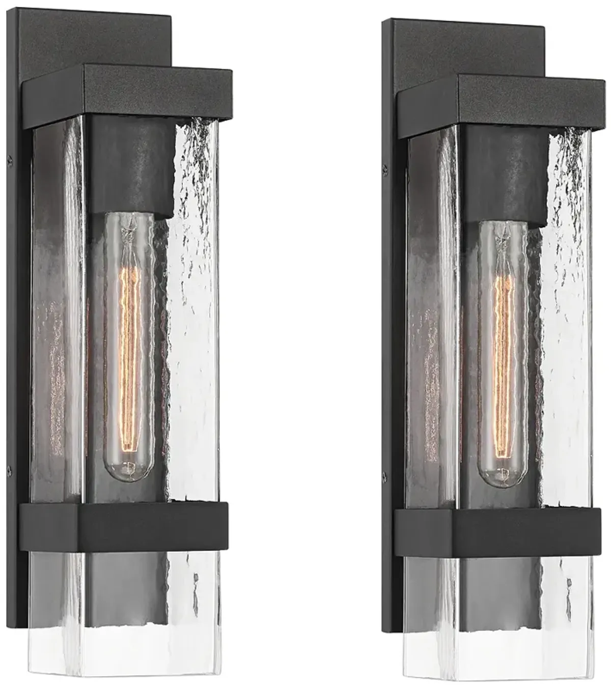 John Timberland Solum 17" High Textured Black Wall Sconce Set of 2
