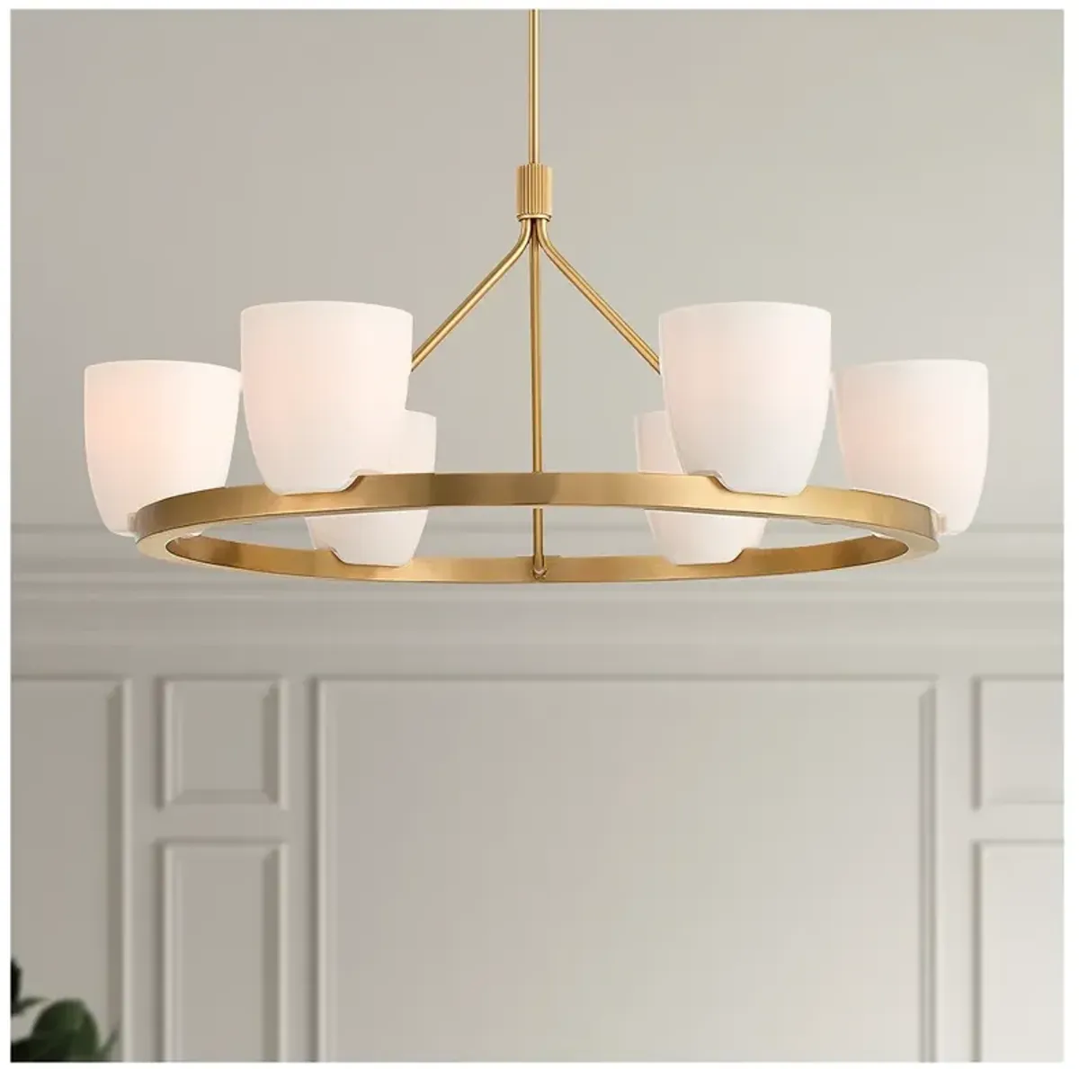 Possini Euro Yvette 35 1/2" Wide Antique Brass 6-Light Chandelier