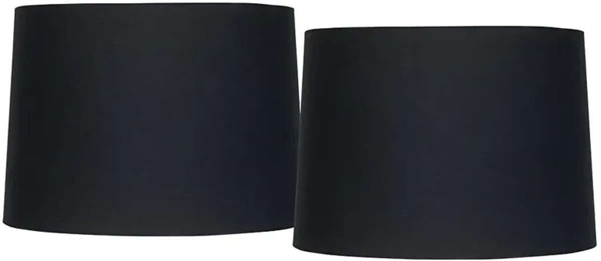 Black Fabric Set of 2 Tapered Drum Shades 11x12x8.5 (Spider)