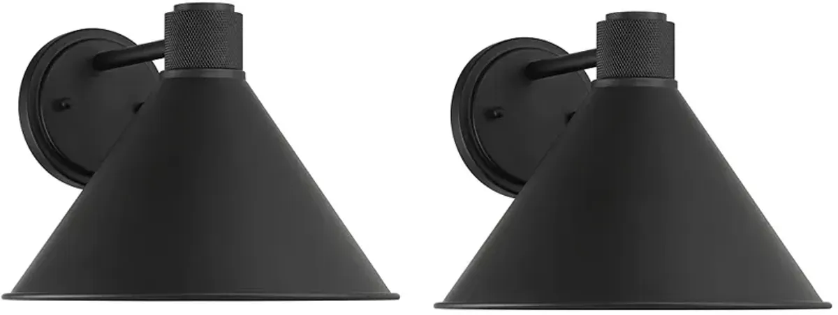 Nathaniel 8 3/4" High Matte Black Outdoor Wall Light Set of 2