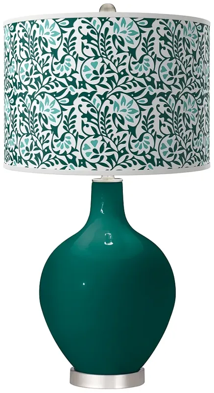 Blue Peacock Gardenia Ovo Table Lamp