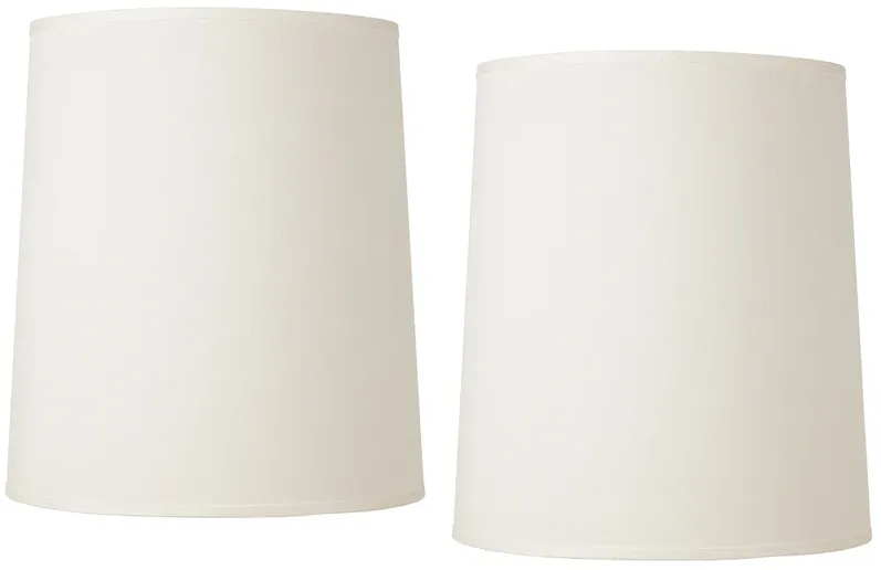 Off-White Fabric Set of 2 Tall Drum Shades 14x16x18 (Spider)