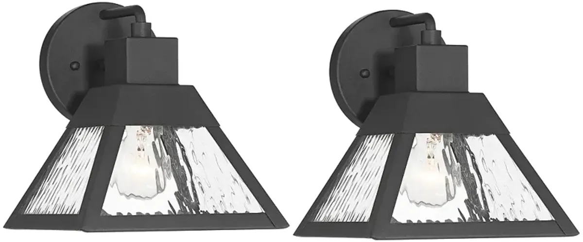 Delia 9 1/4" High Textured Black Outdoor Wall Light Set of 2