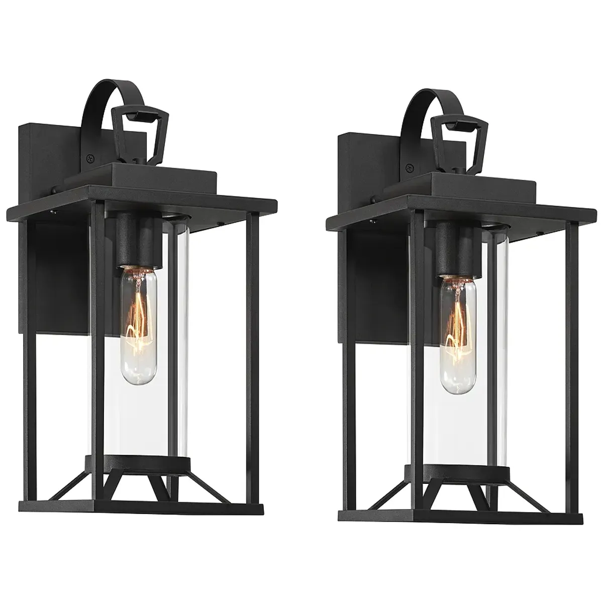 Frederick 15 1/2" High Sand Black Outdoor Wall Light Set of 2