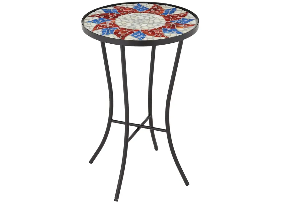 Sunburst Mosaic Red Outdoor Accent Table