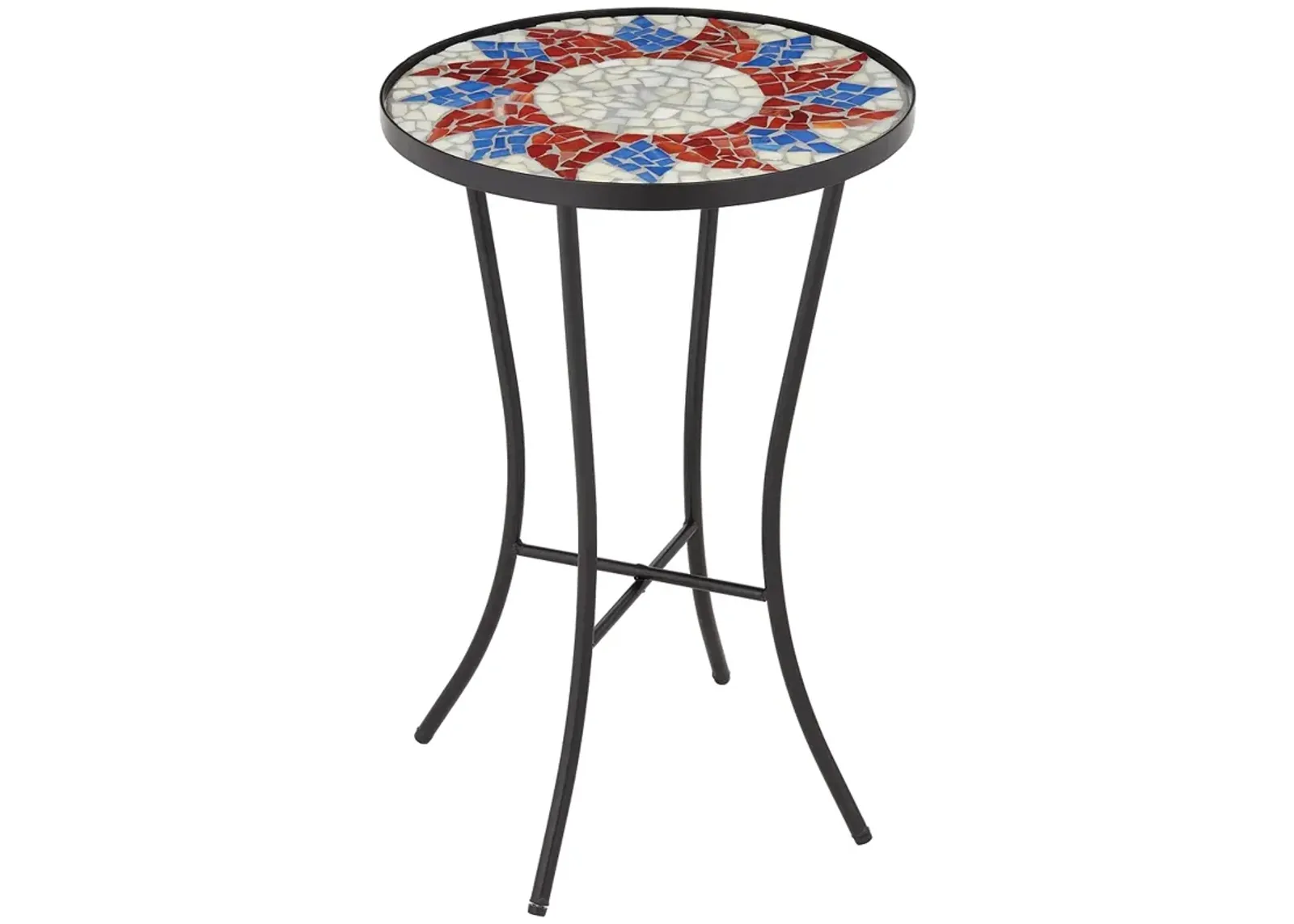 Sunburst Mosaic Red Outdoor Accent Table