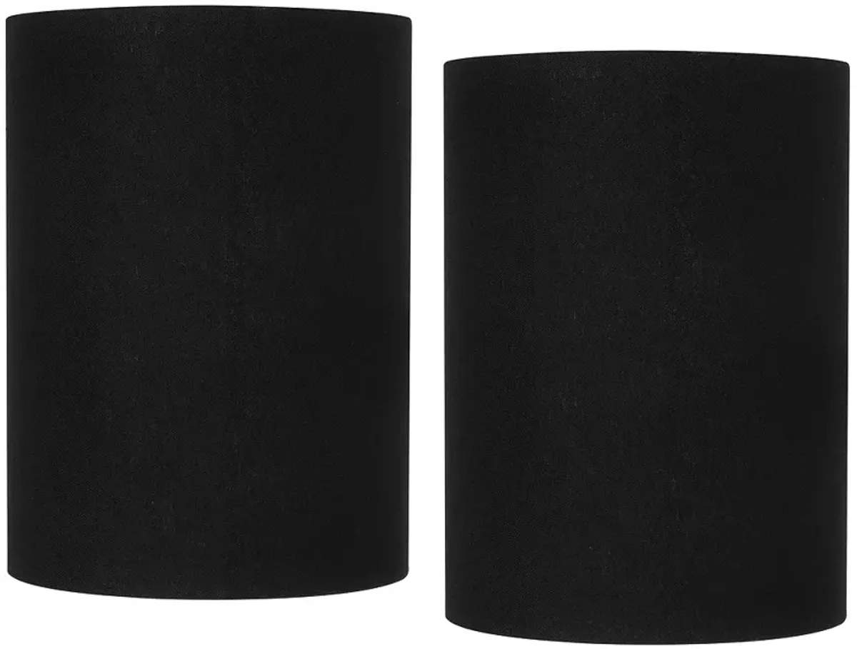 Springcrest Black Linen Set of 2 Cylinder Lamp Shades 8x8x11 (Spider)