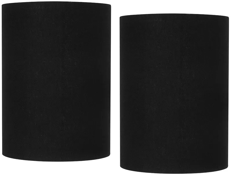 Black Linen Set of 2 Cylinder Lamp Shades 8x8x11 (Spider)