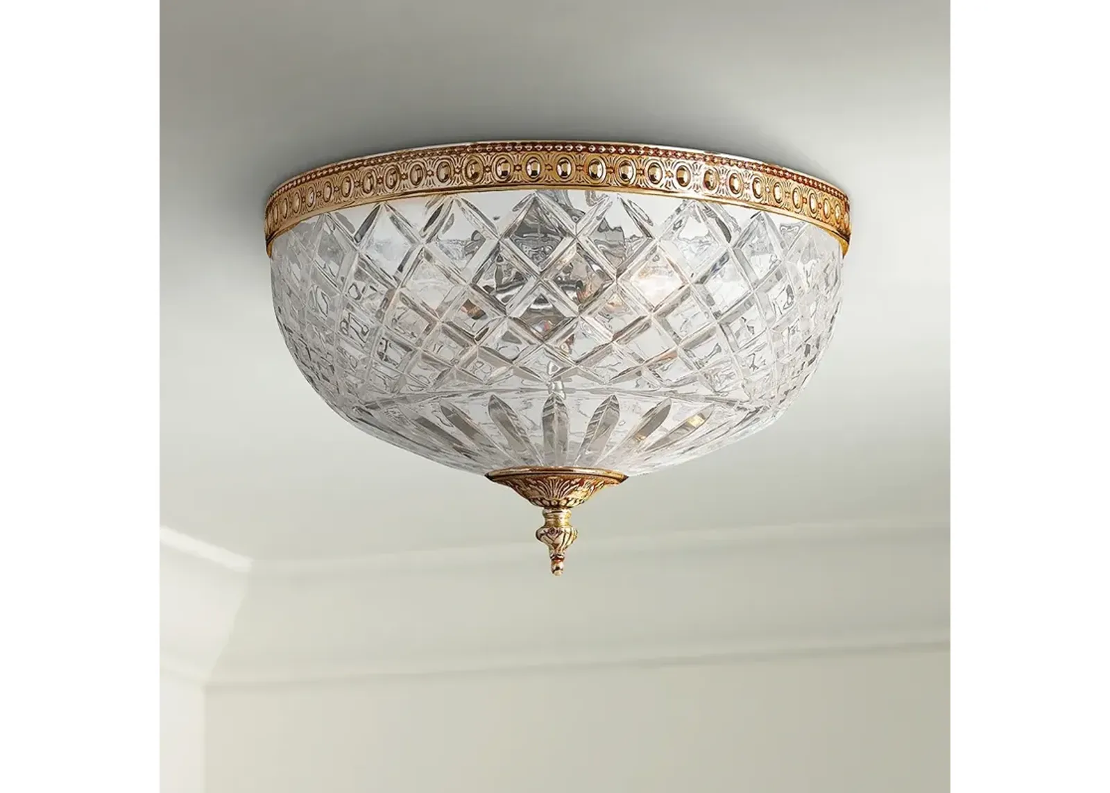 Crystorama Ceiling Mount 12" Wide Olde Brass Ceiling Light