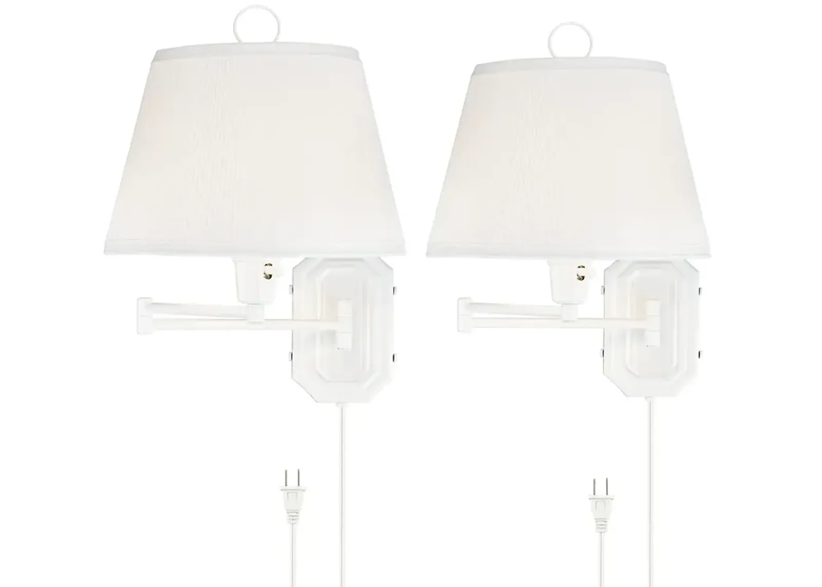 Barnes and Ivy Amelie White Swing Arm Plug-In Wall Lamps Set of 2