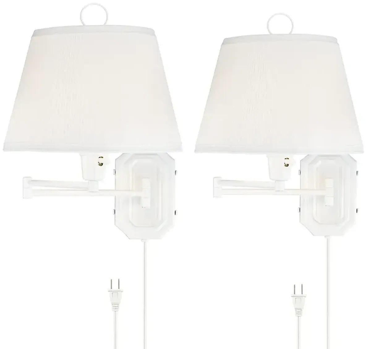 Barnes and Ivy Amelie White Swing Arm Plug-In Wall Lamps Set of 2