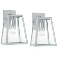 Arrington 13" High Glass and Silver Outdoor Wall Light Set of 2