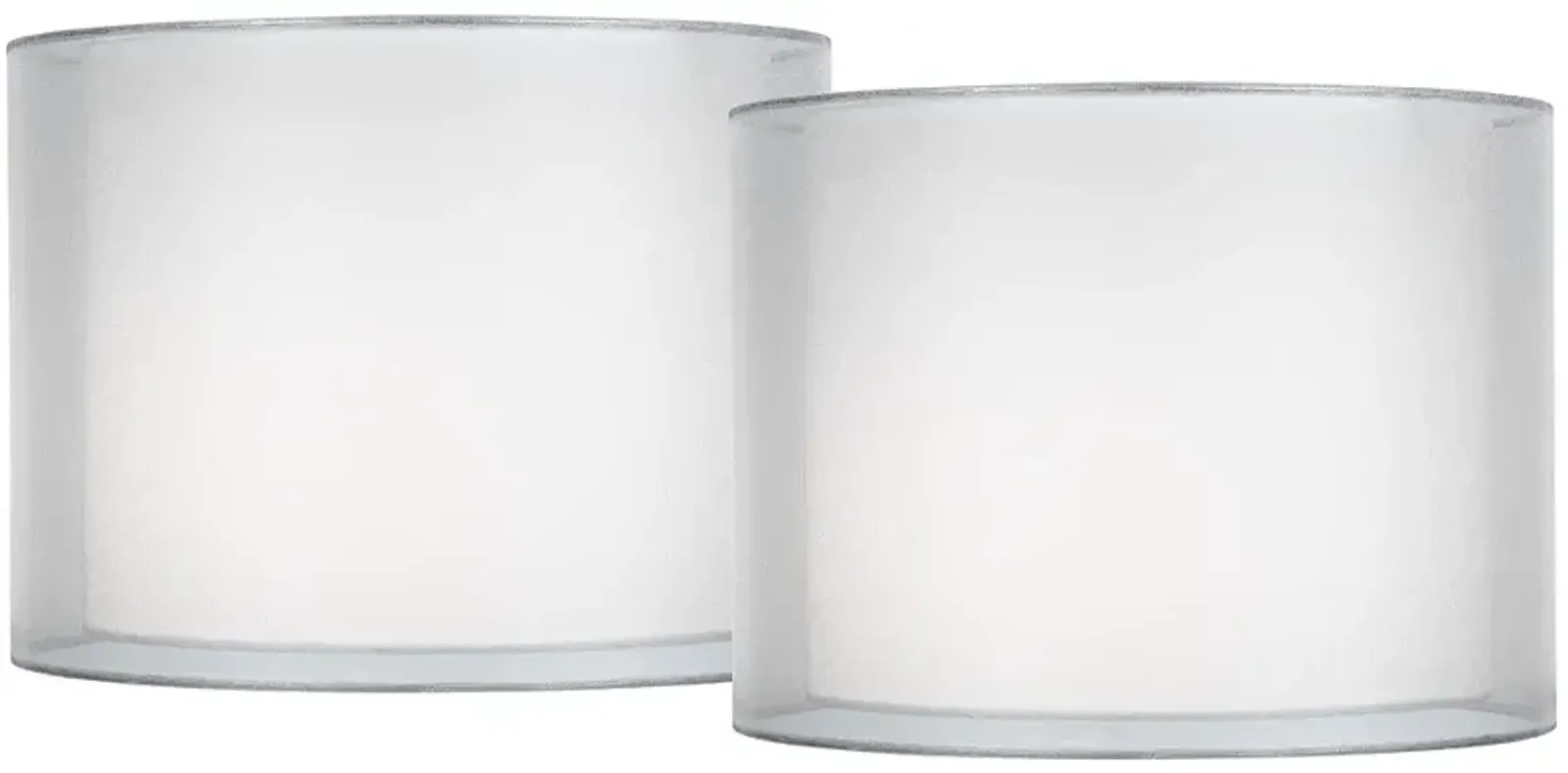 Silver White Set of 2 Double Sheer Shades 12x12x9 (Spider)