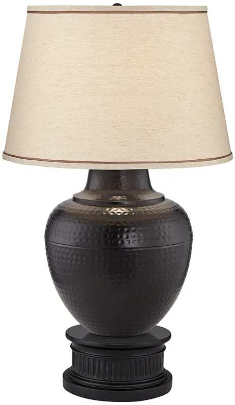 Barnes and Ivy Brighton 31 1/2" Hammered Pot Lamp with Black Riser