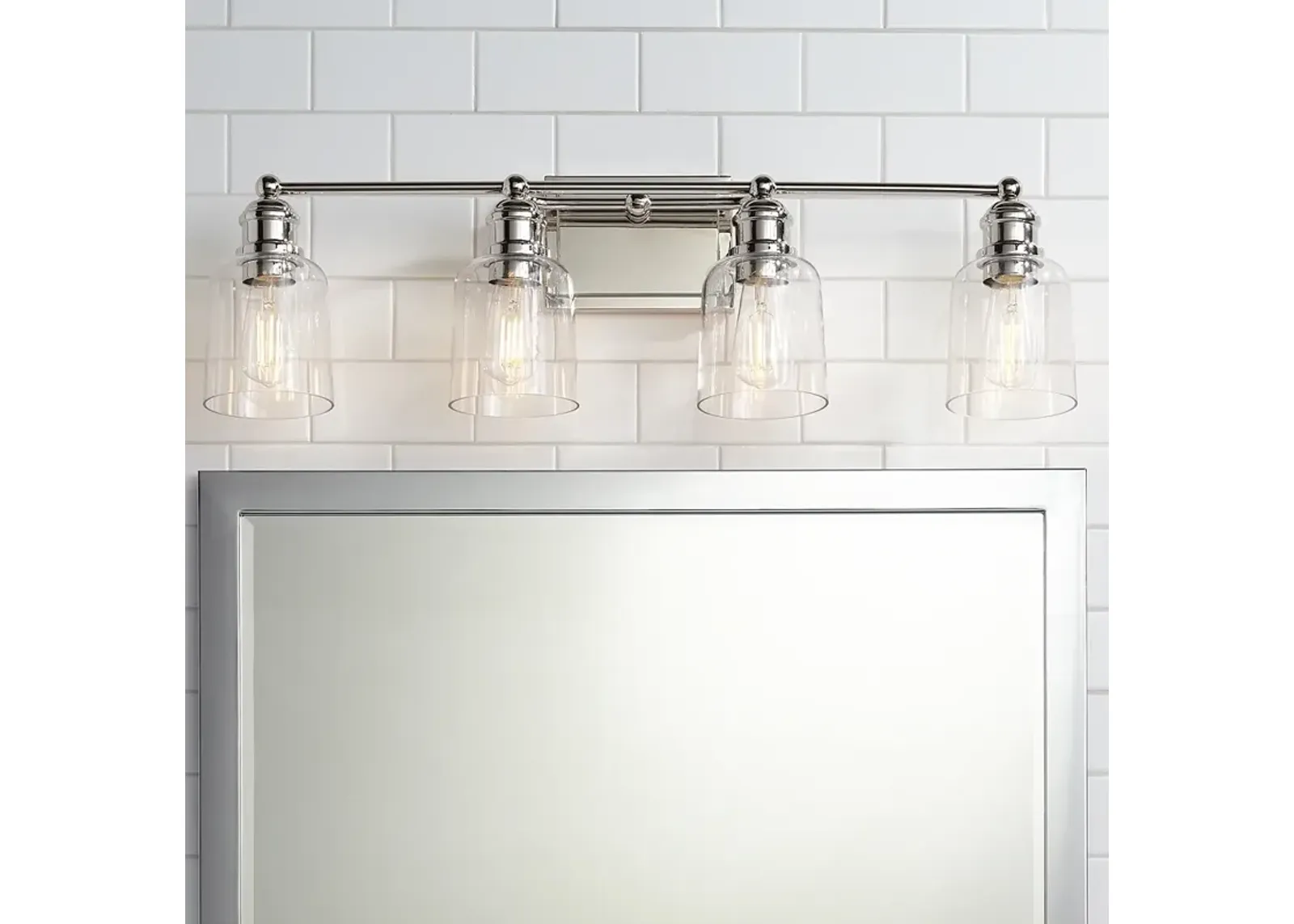 Possini Euro Preston 32" Wide Polished Nickel 4-Light Bath Light