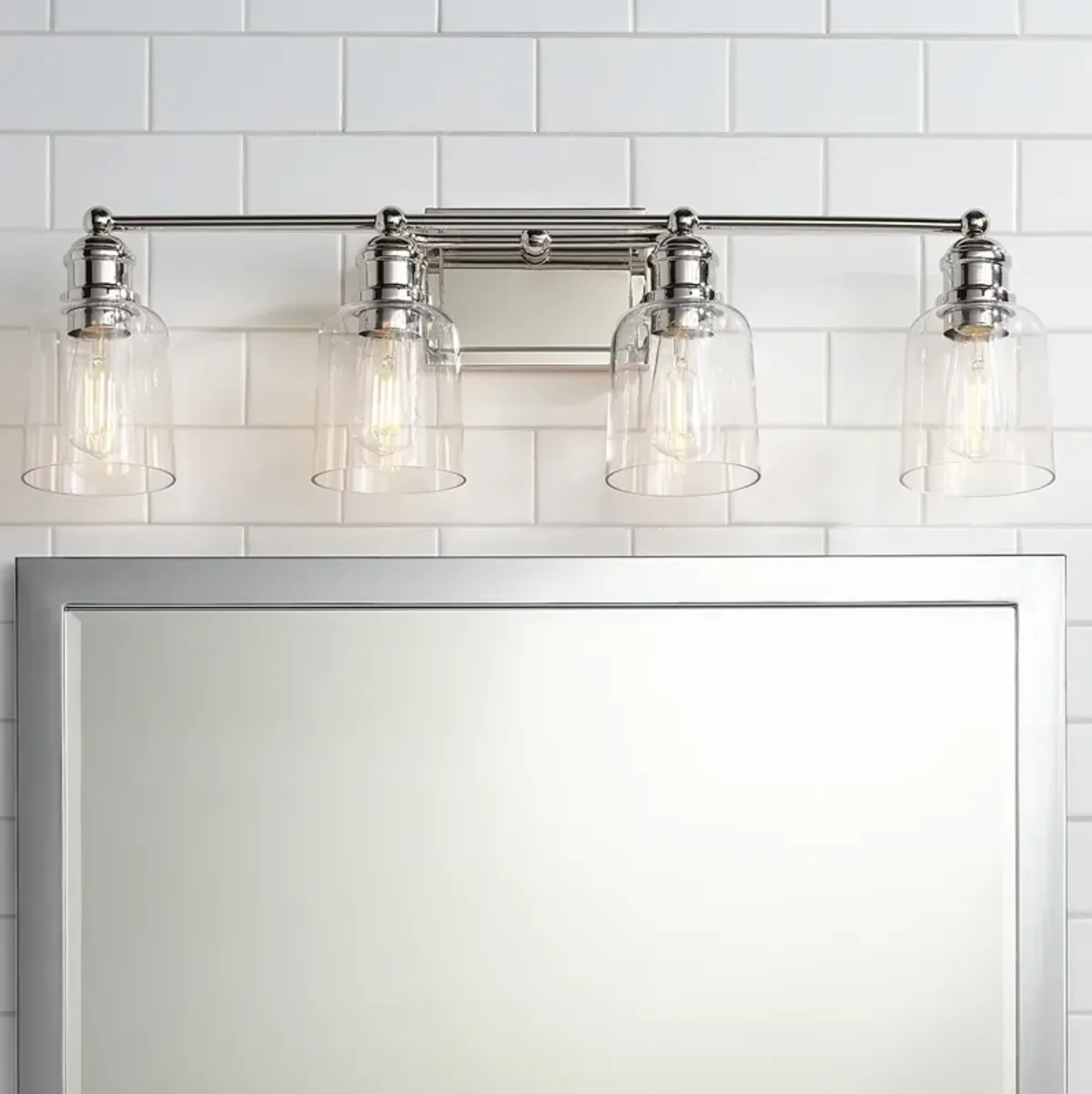 Possini Euro Preston 32" Wide Polished Nickel 4-Light Bath Light