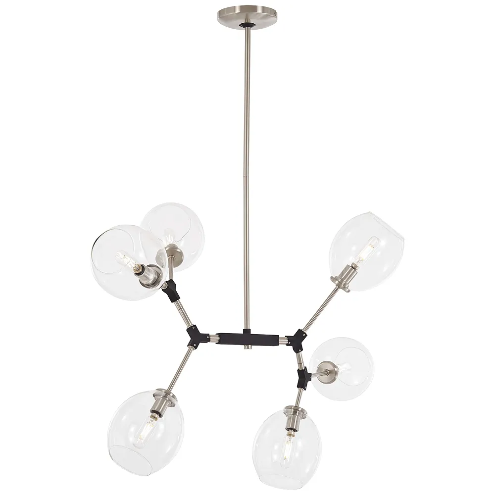 Nexpo 21 1/2" Wide Brushed Nickel and Black 6-Light Pendant