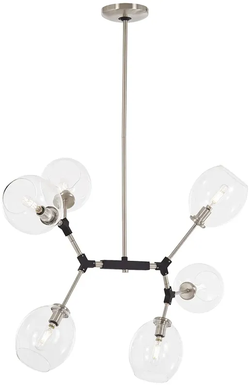 Nexpo 21 1/2" Wide Brushed Nickel and Black 6-Light Pendant