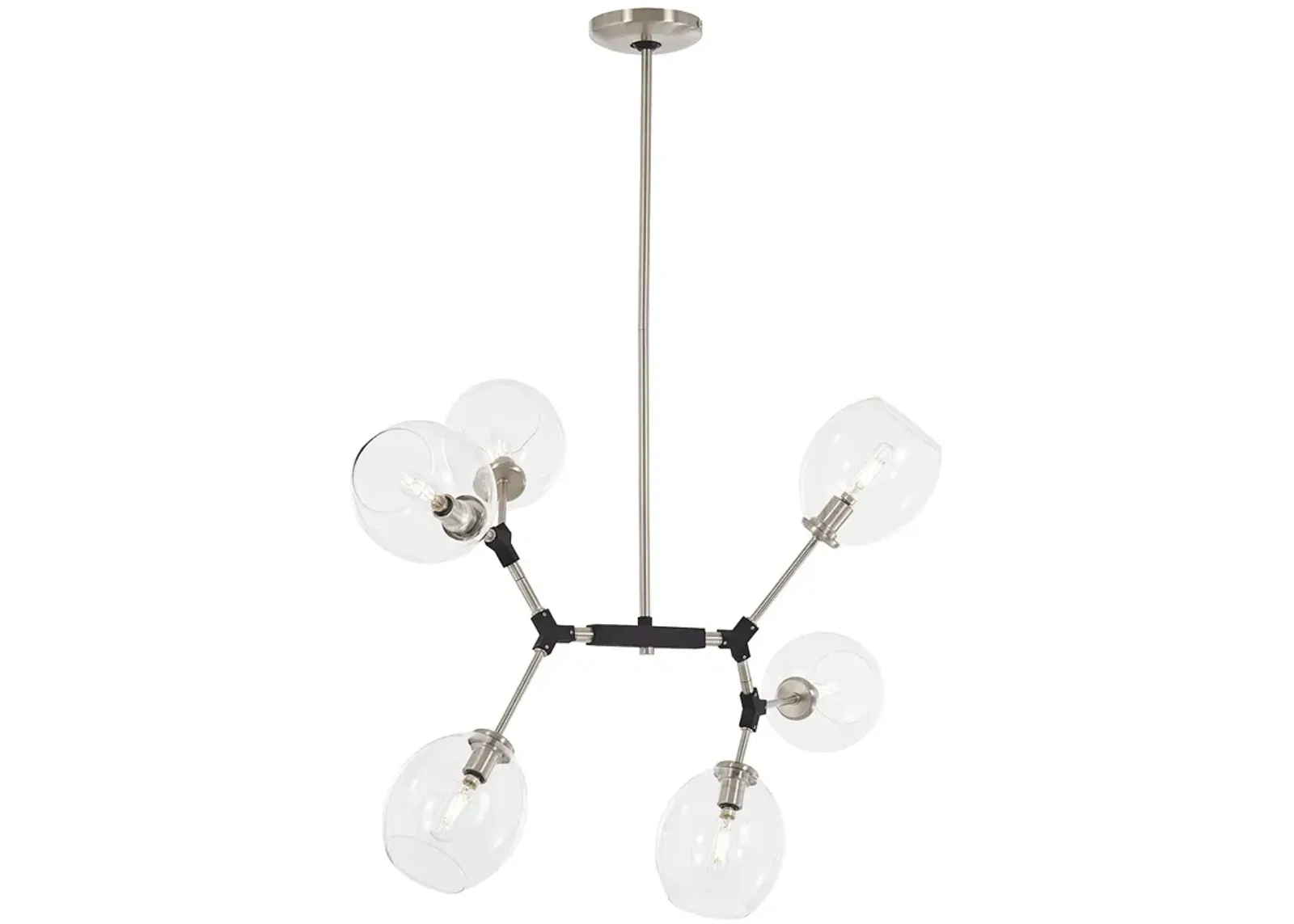 Nexpo 21 1/2" Wide Brushed Nickel and Black 6-Light Pendant