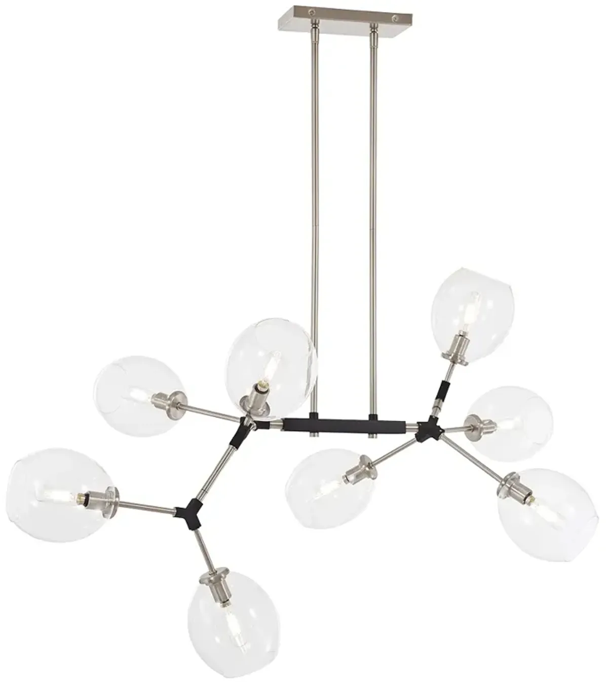 Nexpo 41" Wide Brushed Nickel and Black 8-Light Chandelier