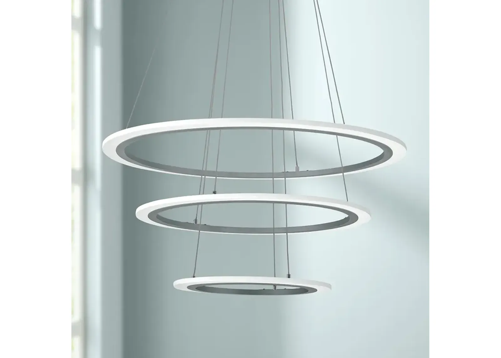 Discovery 31 1/4" Wide Silver 3 Ring LED Pendant Light