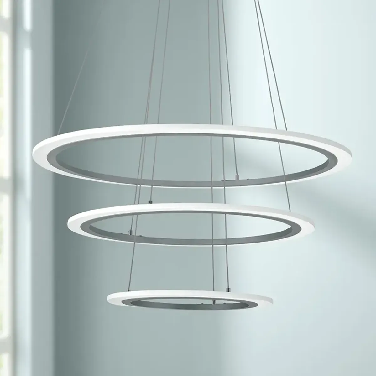 Discovery 31 1/4" Wide Silver 3 Ring LED Pendant Light