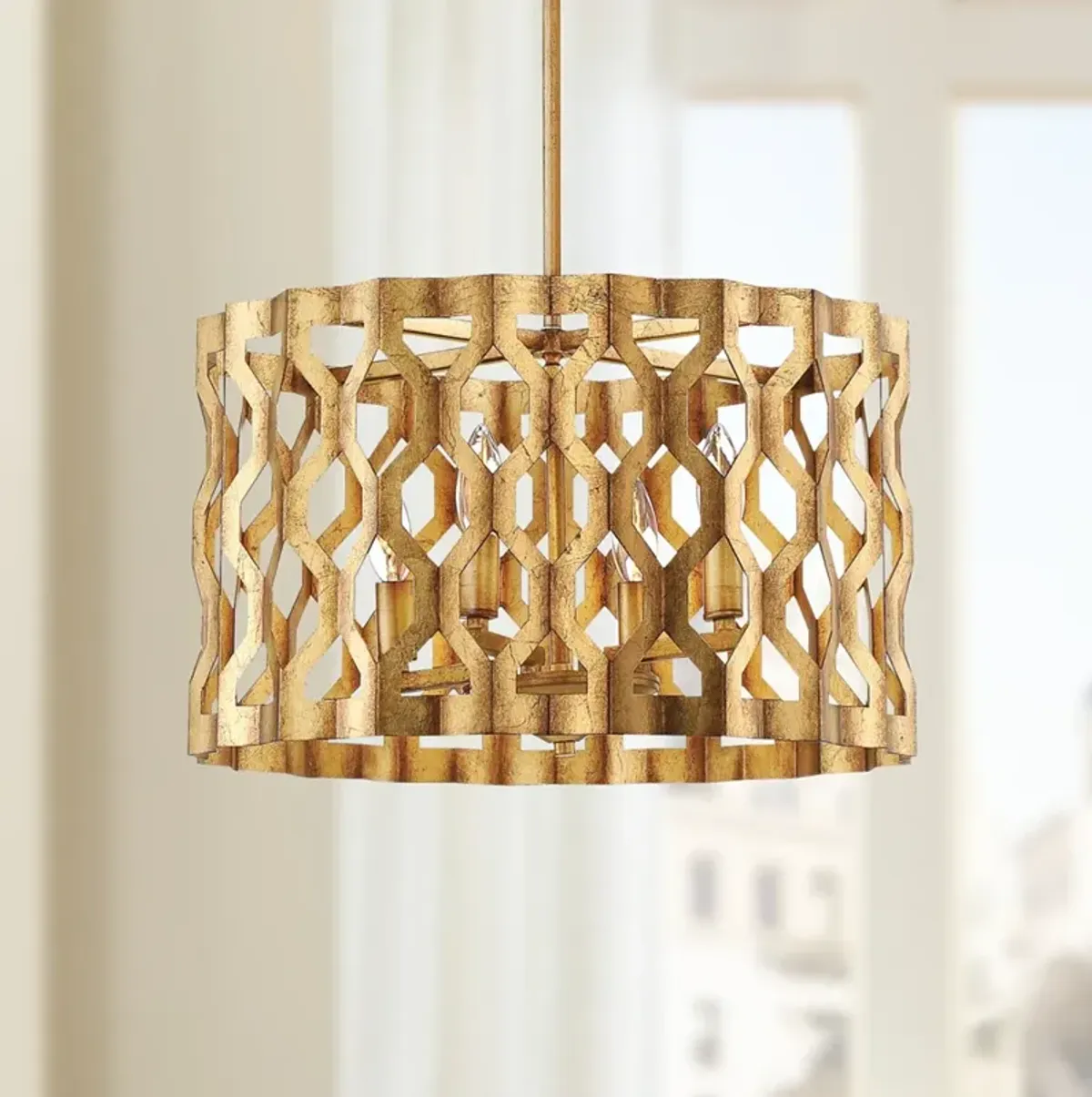 Metropolitan Coronade 18"W 4-Light Pandora Gold Leaf Pendant