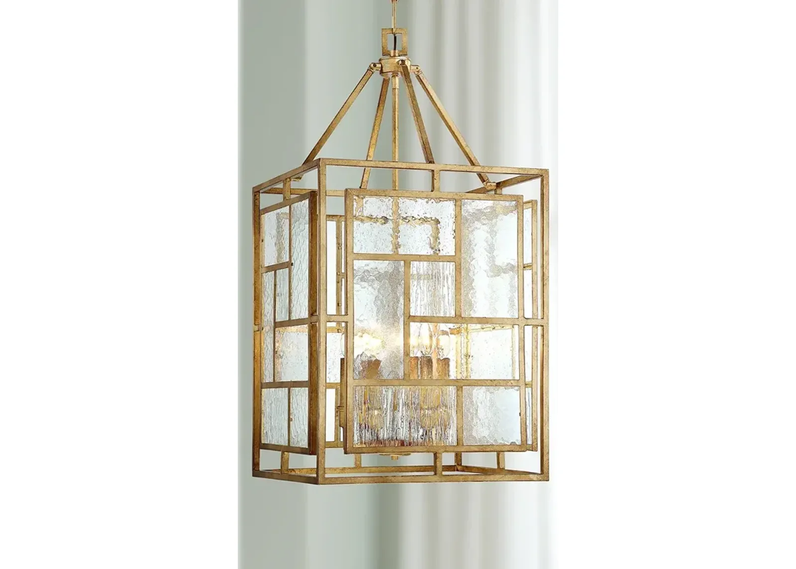 Metropolitan Edgemont Park 18" Wide 6-Light Gold Leaf Lantern Pendant