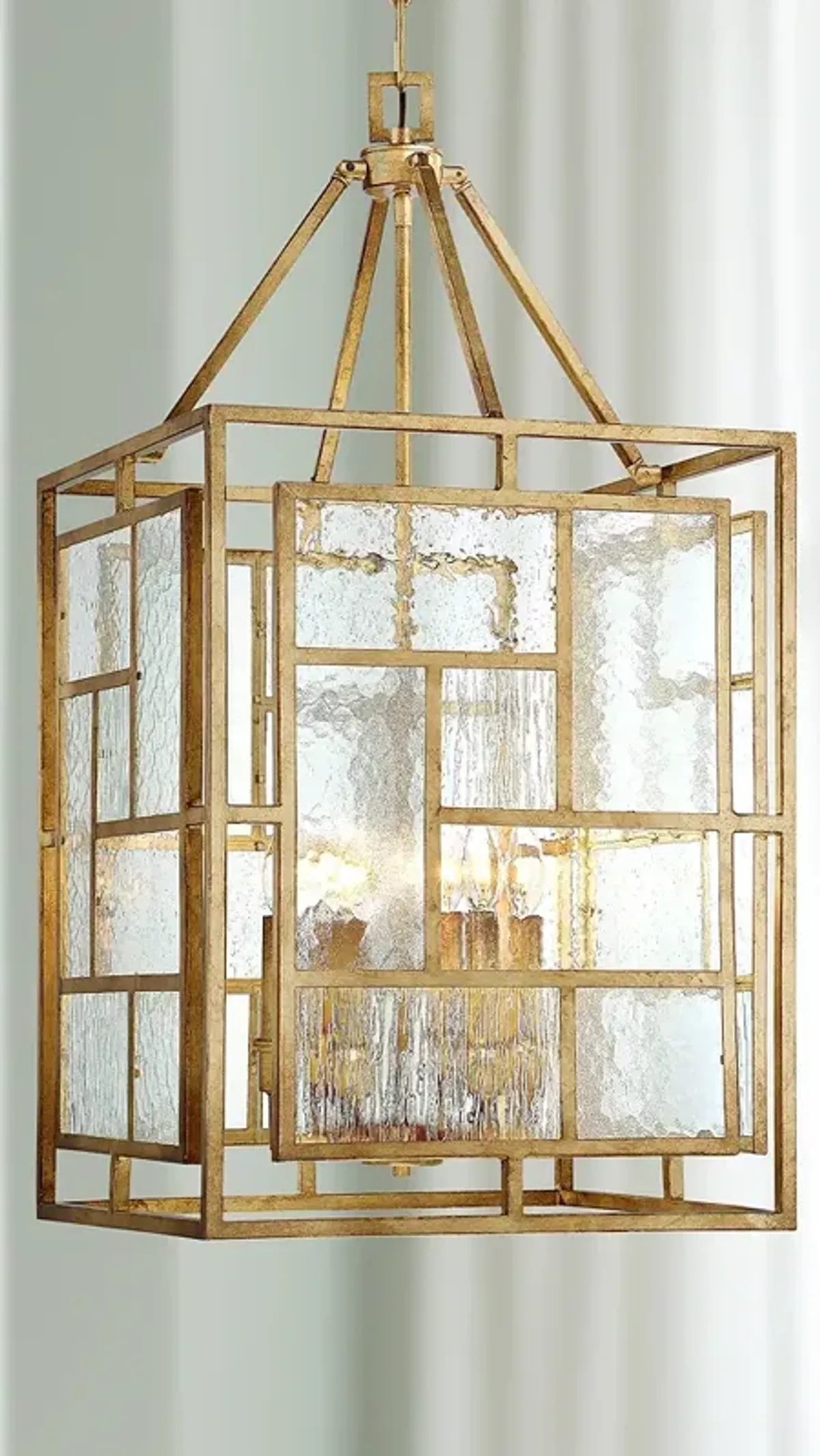 Metropolitan Edgemont Park 18" Wide 6-Light Gold Leaf Lantern Pendant