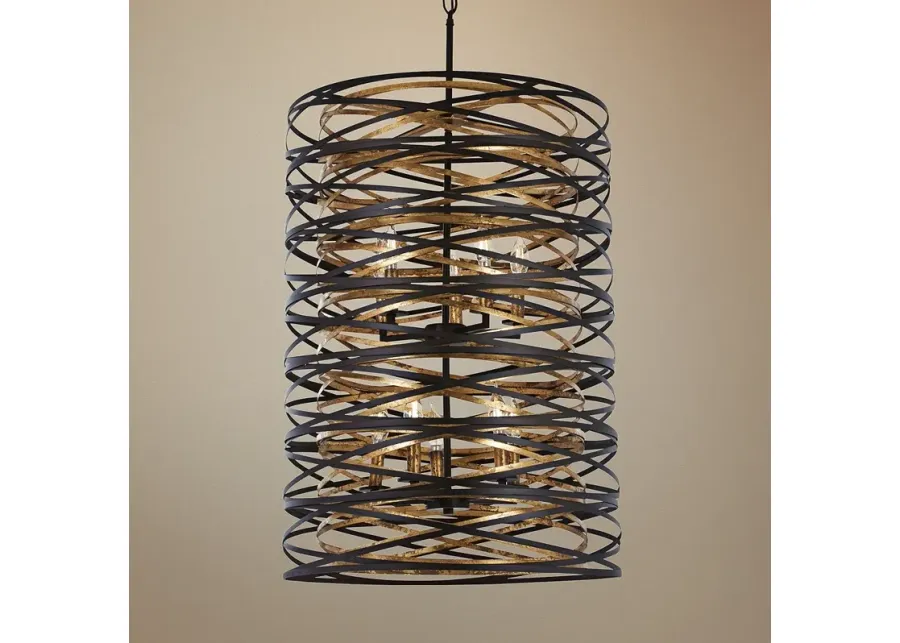 Vortic Flow 21" Wide Dark Bronze and Gold 10-Light Pendant