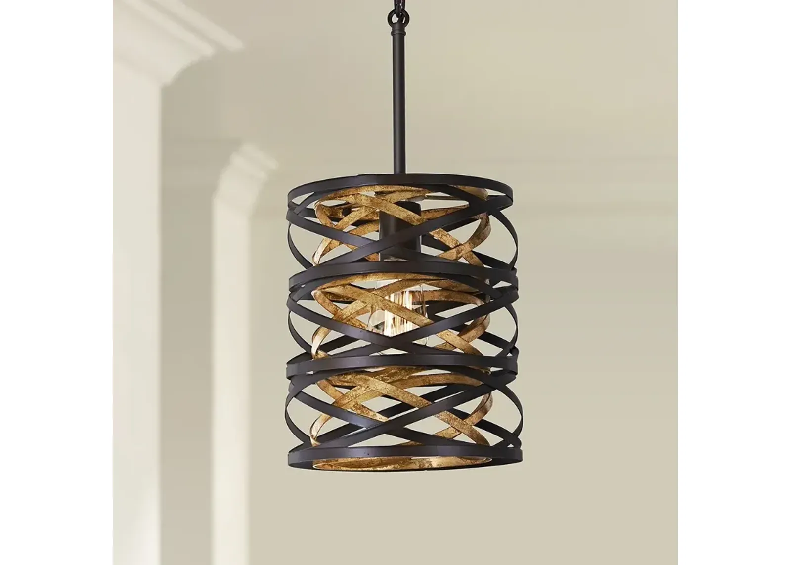 Minka Vortic Flow 8 1/2" Wide Dark Bronze and Mosaic Gold Mini Pendant