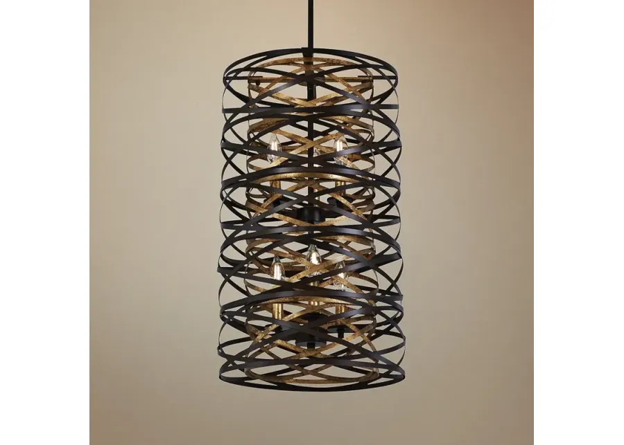 Minka Lavery Vortic Flow 14" 6-Light Bronze and Mosaic Gold Pendant